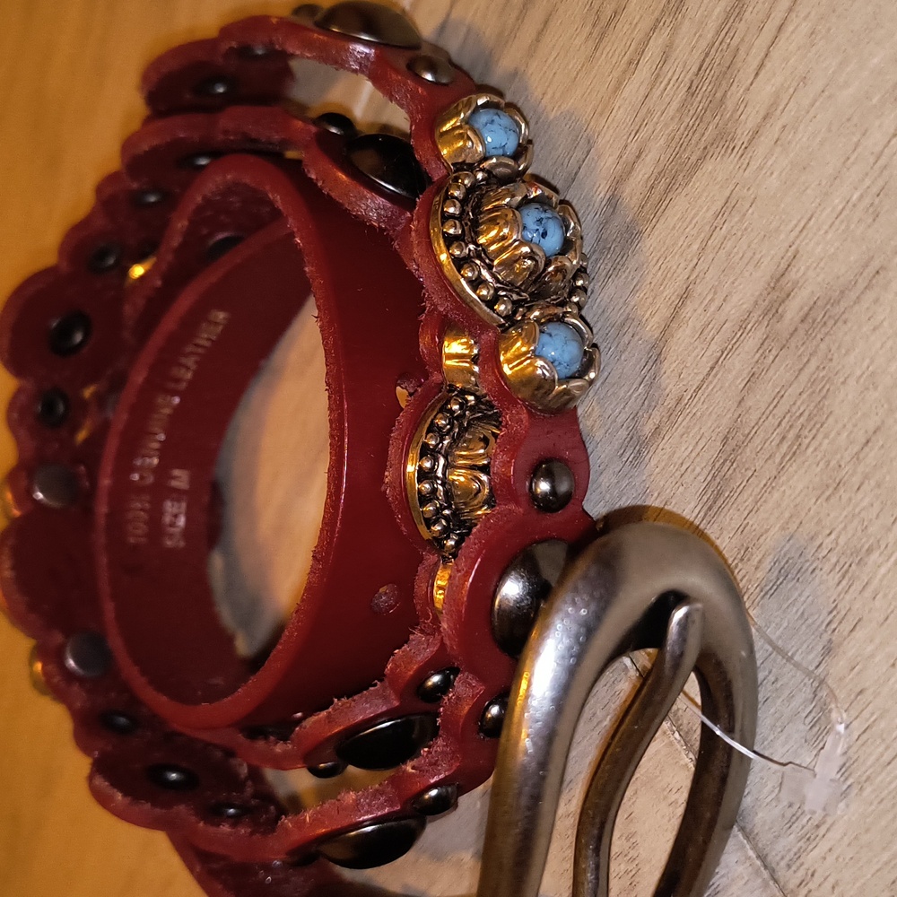 Old Trend Red Leather Turquoise Belt
